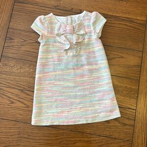 Janie and Jack Toddler Girl Multicolor Short Sleeve Tweed Dress. Size: 4T